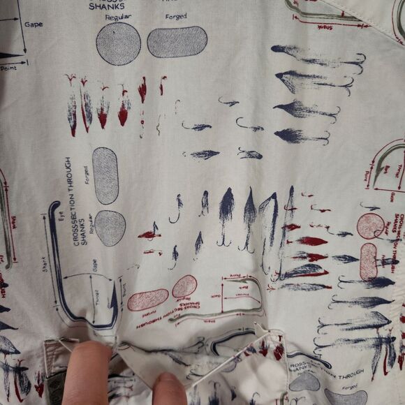 Columbia Men's Casual Button Down Shirt - White with Red and Blue Accents - Picture 3 of 8